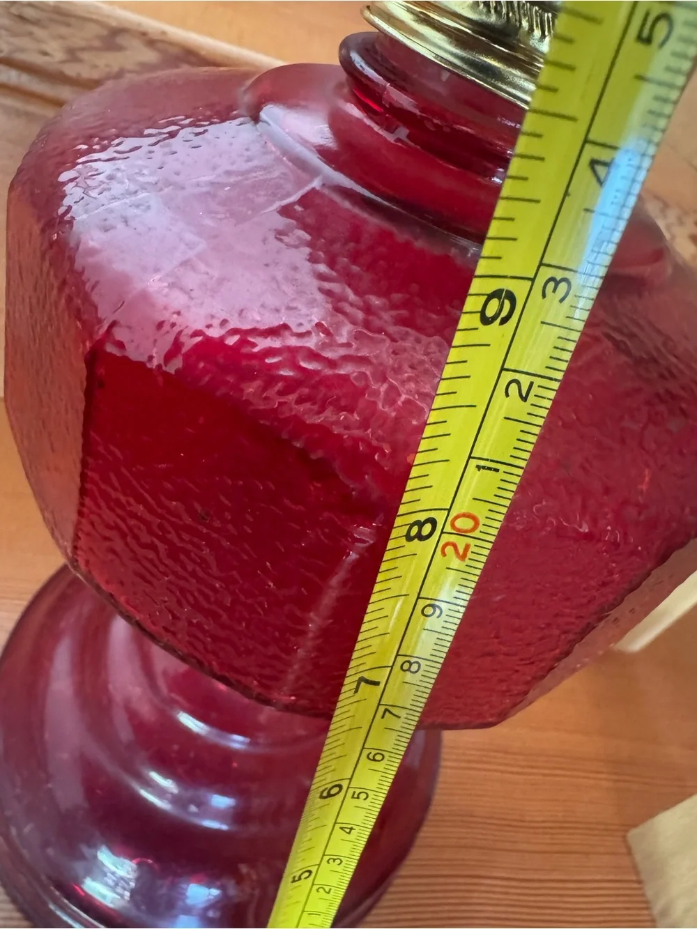 VTG Homesteader Red Glass flash technique Accent Oil Lamp New Brass Color parts